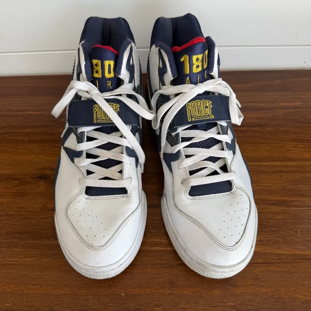 Nike Air Force 180 High Top Sneakers White Navy Red Size 13 Men Retro - Picture 2 of 8